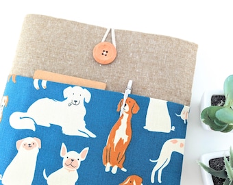 Süße Hund Laptophülle, Gefütterte Tasche, Sondergrößen, Geschenk für Hundeliebhaber