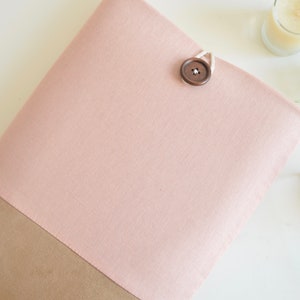 MacBook Accessory, Laptop Sleeve Cover, Custom Fit, Air, 14&quot; 16&quot; Pro, M4, Rose Pink Linen, Vegan Faux Suede Base 11, 13, 15 inch
