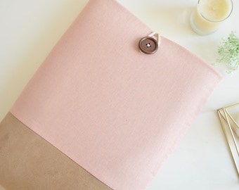 MacBook Accessory, Laptop Sleeve Cover, Custom Fit, Air, 14" 16" Pro, M4, Rose Pink Linen, Vegan Faux Suede Base 11, 13, 15 inch