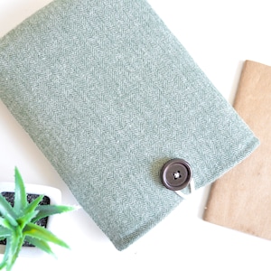 Warm & Protective Kindle Cover - Olive Herringbone, Handcrafted in USA