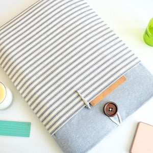 Gray Kindle Case, Kindle Paperwhite Case, Custom Fit padded Kindle Oasis Case Handmade iPad Mini sleeve Grey Stripes image 2
