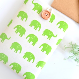 Kindle Sleeve: Playful Green Elephant Print | Custom Fit for Your eReader