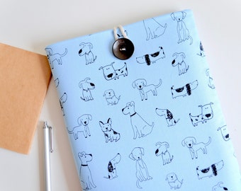 Laptop Cover Case, Custom Sizes, Padded - Dog Sketches in Blue - Fit Any MacBook / Air / Pro / M1 Max, 13", 14", 16"