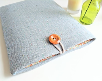 Grüne Herringbone Laptop Tasche, Chromebook Hülle