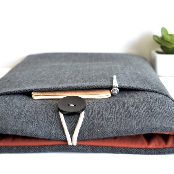 Herringbone Laptop Sleeve | Sleek & Secure, Handmade, Custom Fit Surface Pro, Chromebook, Laptop up to 16 inches