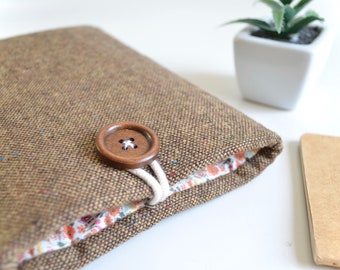Housse pour Kindle, mélange de laine, taches + fleurs, fait main et pochette protectrice