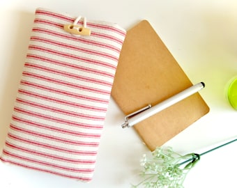 Ticking Stripes Phone Sleeve - Handmade, Padded Protection, Custom Fit for Your Phone