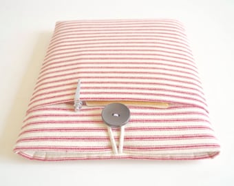 Red Stripes Tablet and Kindle Sleeve Customizable and Padded