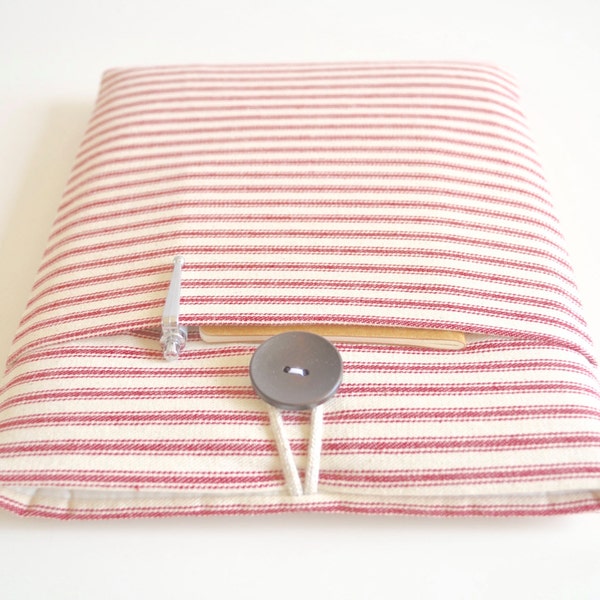 Red Stripes Tablet and Kindle Sleeve Customizable and Padded