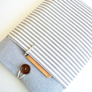 Gray Kindle Case, Kindle Paperwhite Case, Custom Fit padded Kindle Oasis Case Handmade iPad Mini sleeve Grey Stripes image 3