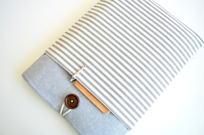 Gray Kindle Case, Kindle Paperwhite Case, Custom Fit padded Kindle Oasis Case Handmade iPad Mini sleeve Grey Stripes image 3