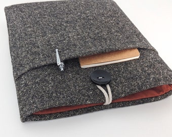 Tablet Cover, Custom Size iPad Air 10.5, iPad Pro 11-12.9 or 9.7 inch Padded Sleeve - Wool Blend and Spice