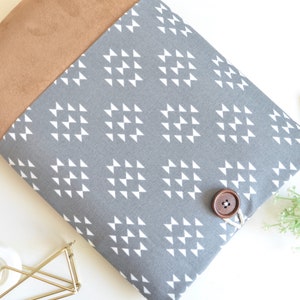 Capa para laptop de camurça sintética vegana, capa para Surface Pro, 13,5&quot;, 13,8&quot;, 15&quot; cinza Aztec Microsoft Surface Cover