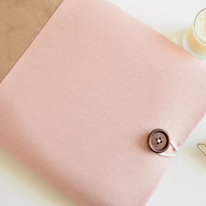 Pink Tablet Cover, Custom Size iPad Sleeve in Linen and Vegan Suede
