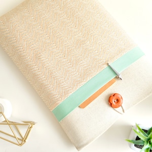 MacBook Sleeve, Laptop Sleeve, MacBook Case, New MacBook Pro Case,  Laptop Case with Pocket - Herringbone + Seafoam