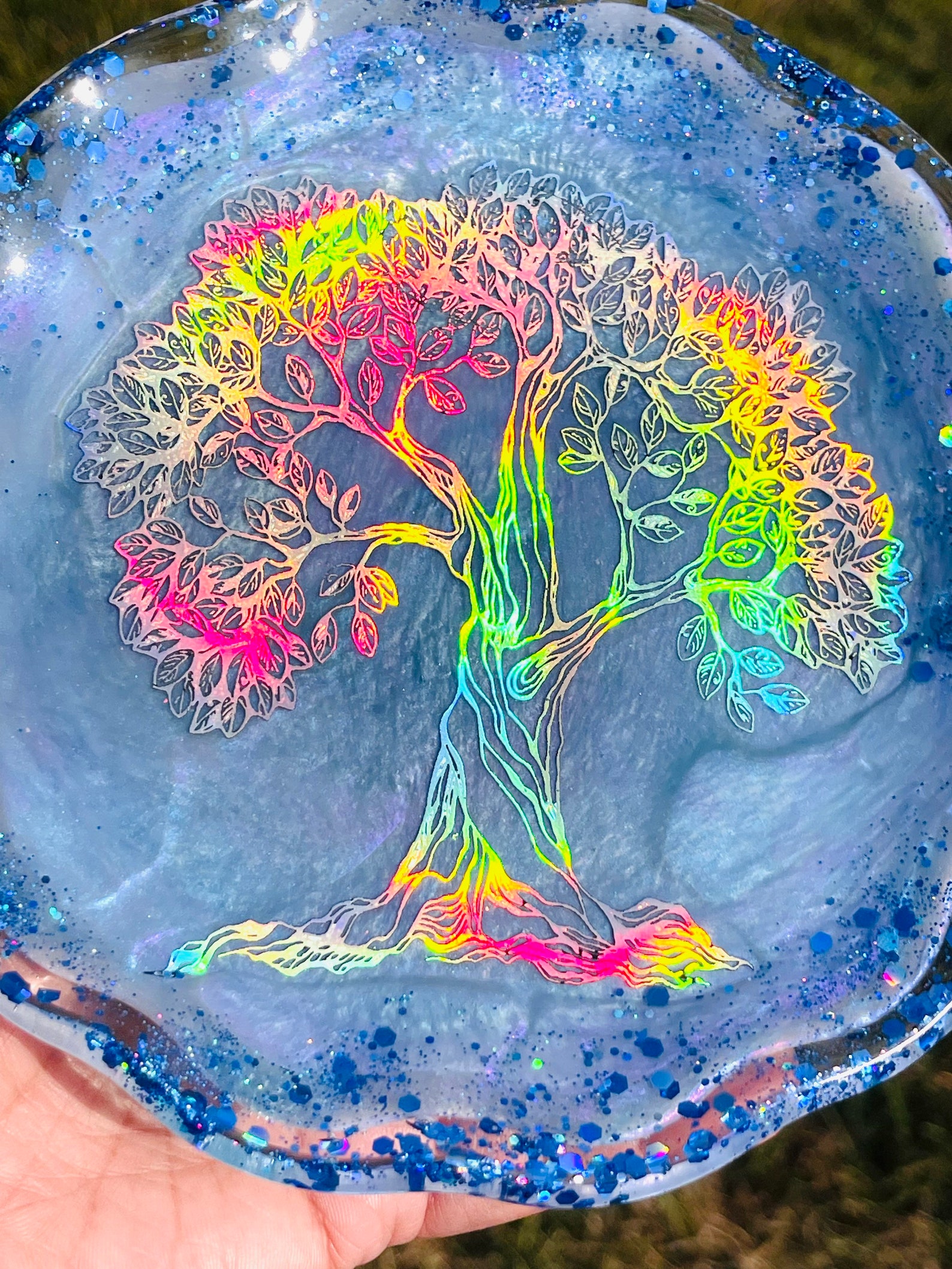Tree of life Resin tray Irregular resin dish Crystal tray Etsy