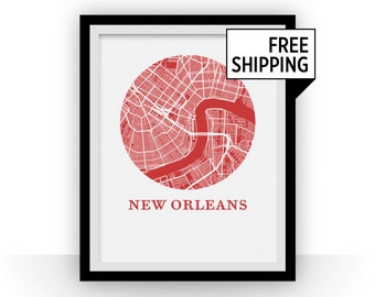 Nueva Orleans mapa imprimir - cartel del mapa de la ciudad