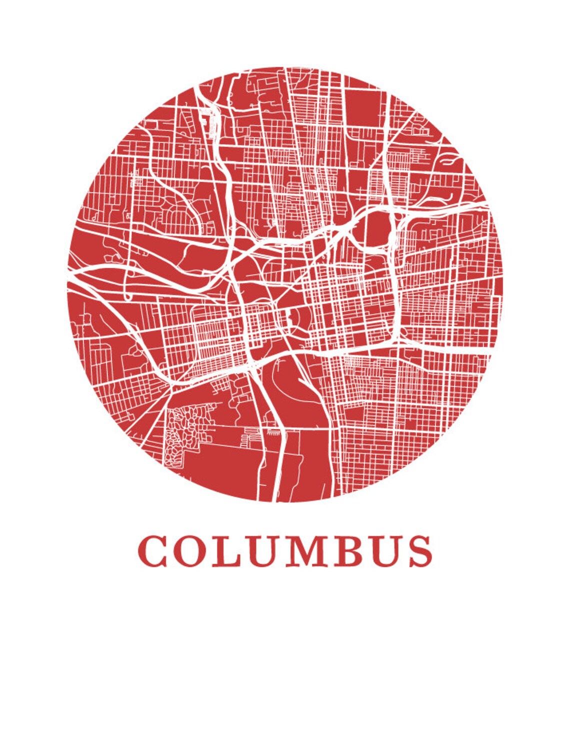 Columbus Map Print City Map Poster - Etsy