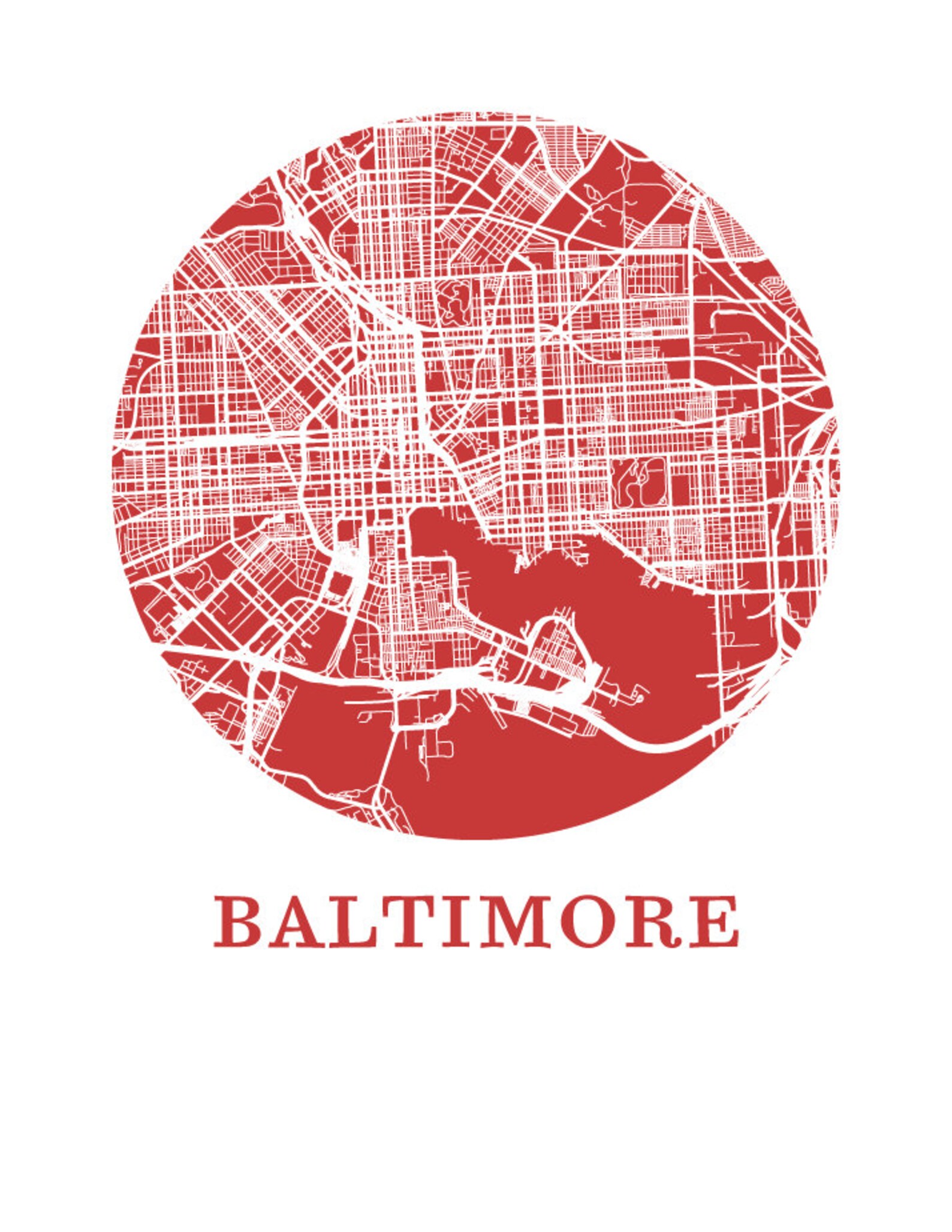 Baltimore Map Print City Map Poster Etsy