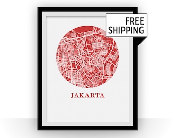 Jakarta Map Print - City Map Poster