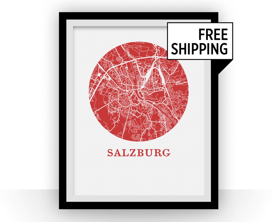 Salzburg Map Print City Map Poster - Etsy