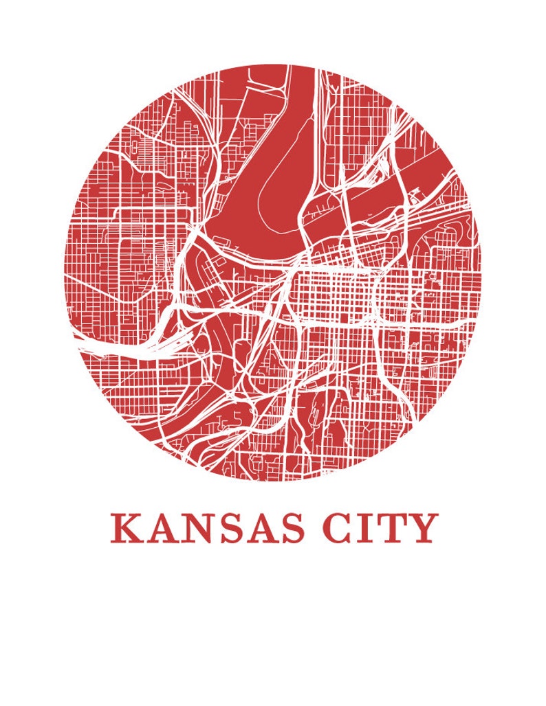 Kansas City Map Print City Map Poster Etsy
