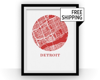 Detroit Map Print - City Map Poster