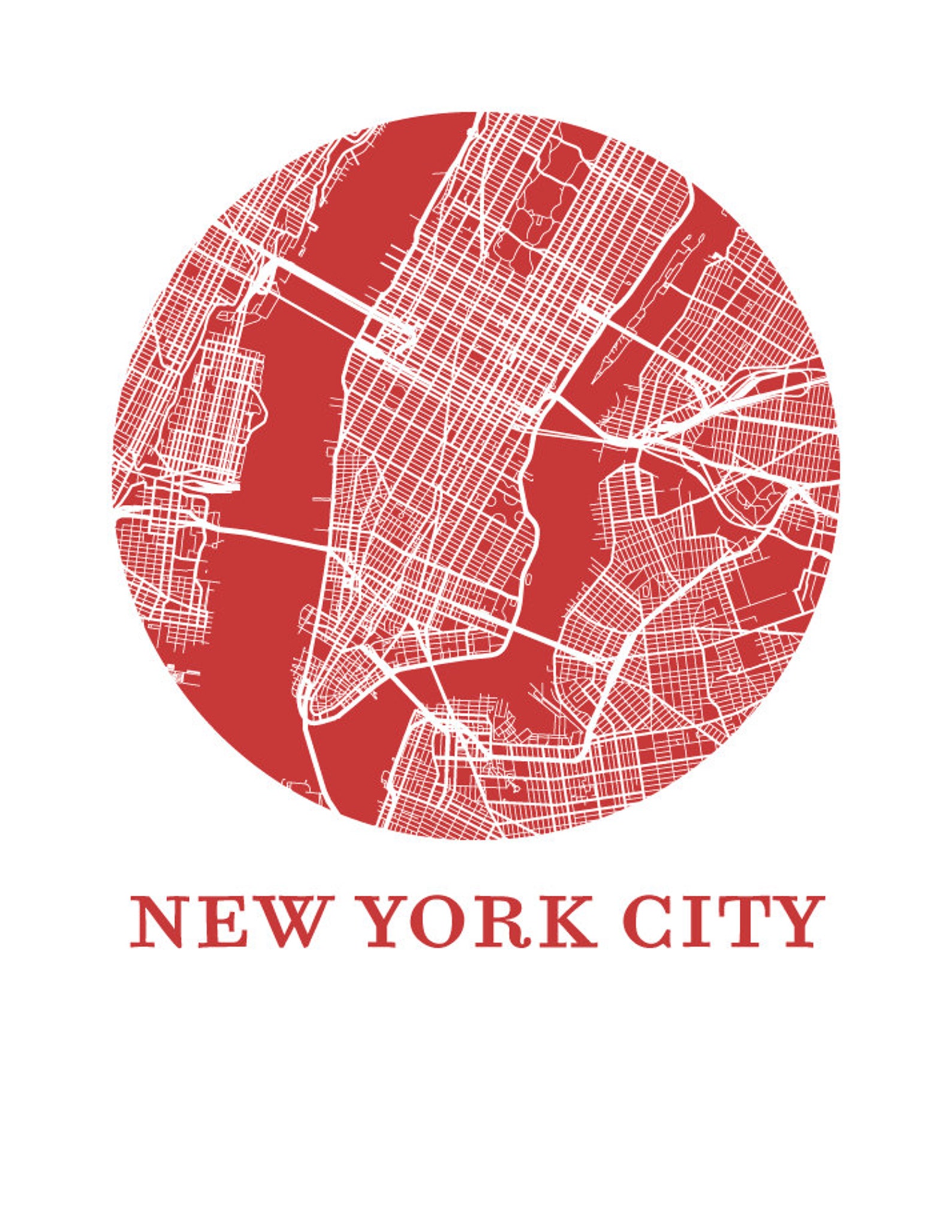 New York City Map Print City Map Poster - Etsy