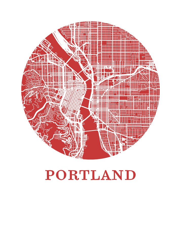 Portland Map Print City Map Poster - Etsy