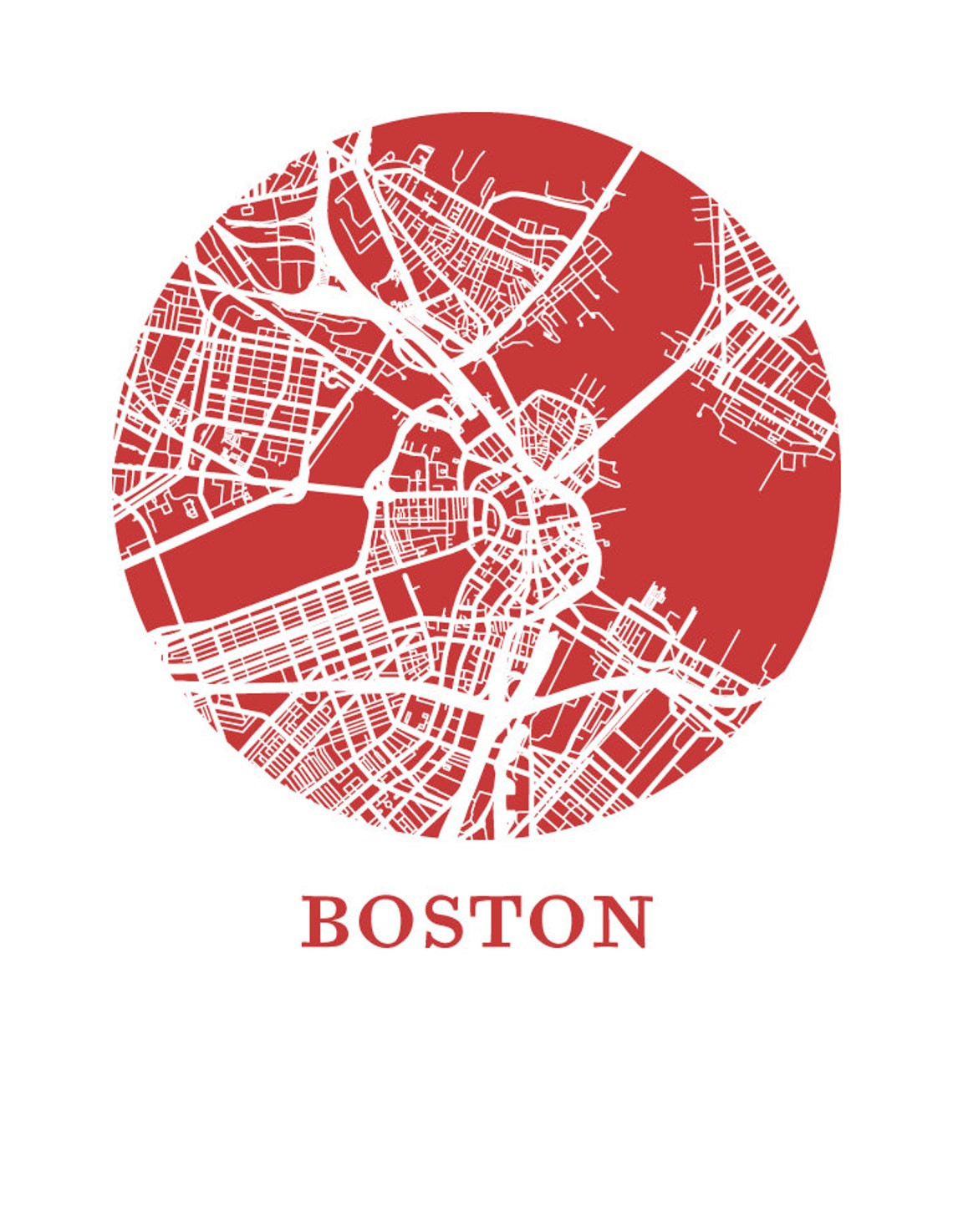 Boston Map Print City Map Poster Etsy