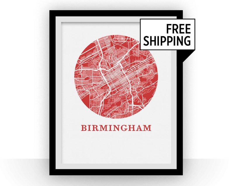 Birmingham Alabama Map Print City Map Poster Etsy