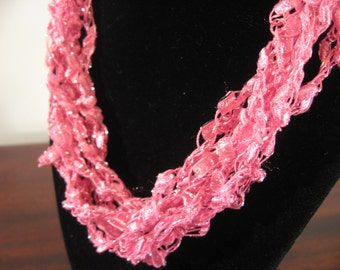 Pink Trellis Necklace / Crochet Necklace Perfect for Valentine's Day Item No. A118