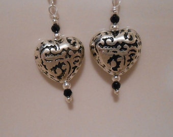 Shiny Silver Heart Earrings Item No. 163 Perfect for Valentine's Day