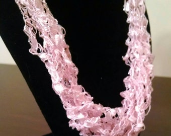 Light Pink Trellis Necklace / Crochet Necklace Item No. 102B Perfect Gift for a Baby Shower