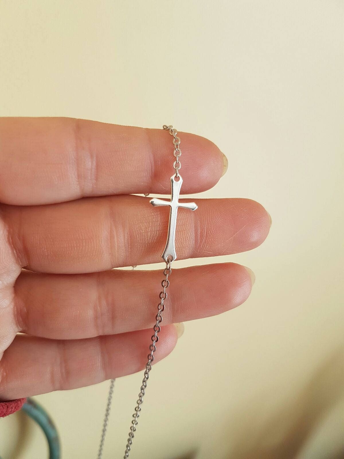 LONG Sideways Cross Necklace Kelly Ripa 