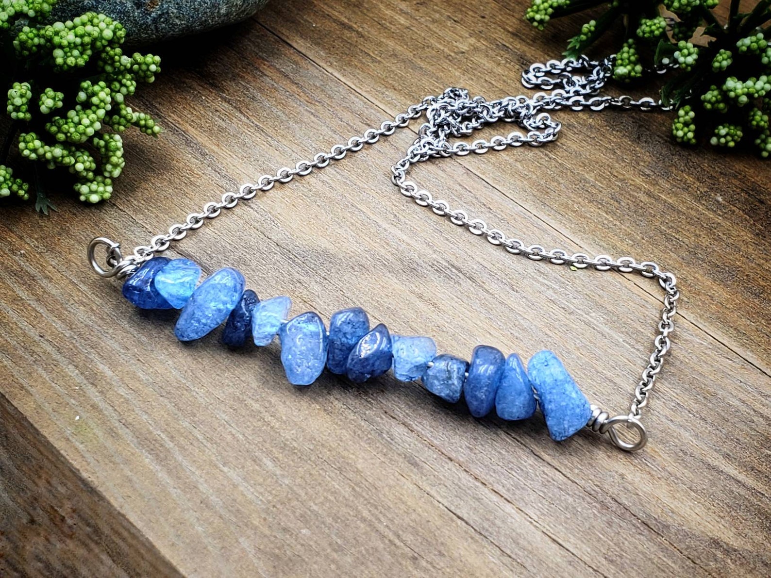 Blue Quartz Necklace / Blue Quartz Jewelry / Quartz Stone Etsy