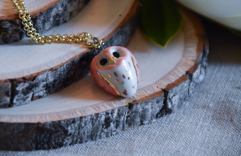 Salmon Porcelain Owl
