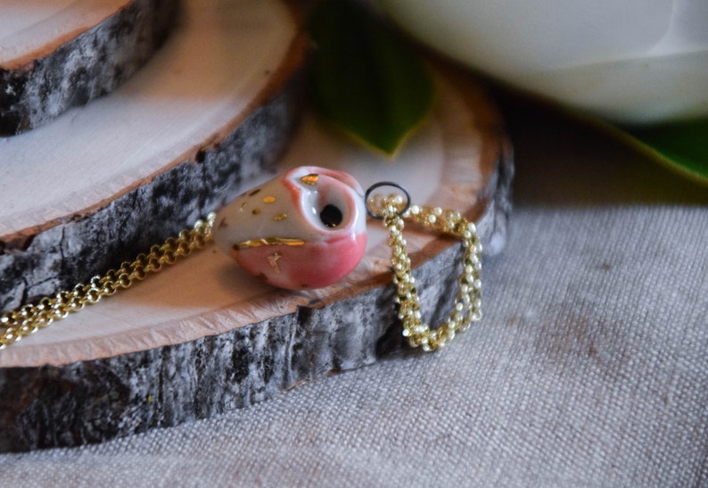 Salmon Porcelain Owl