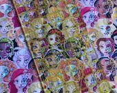 9x14 Tumbler Cut Small Crafts Cotton Lycra Custom Fabric - Princess Painted Faces