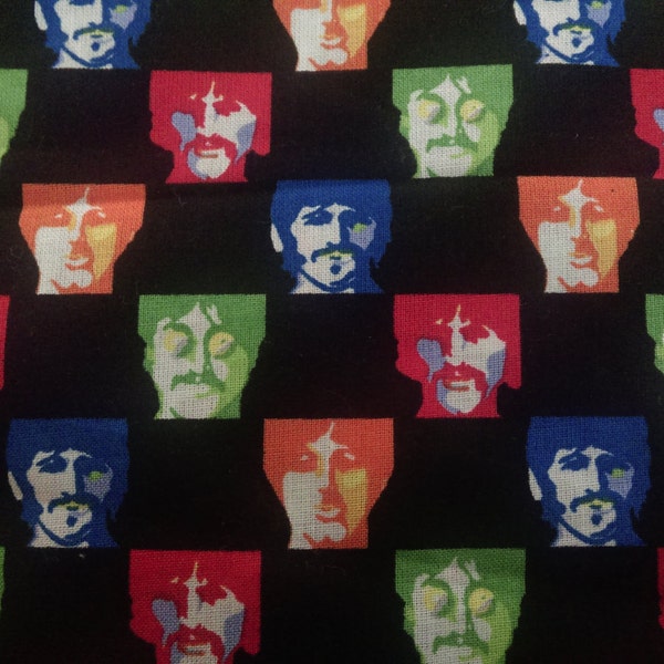 BTHY Beatles Fabric Faces John Paul Ringo George Fabric Amazing Super Hard To Find Oop Wow By the Half Yard