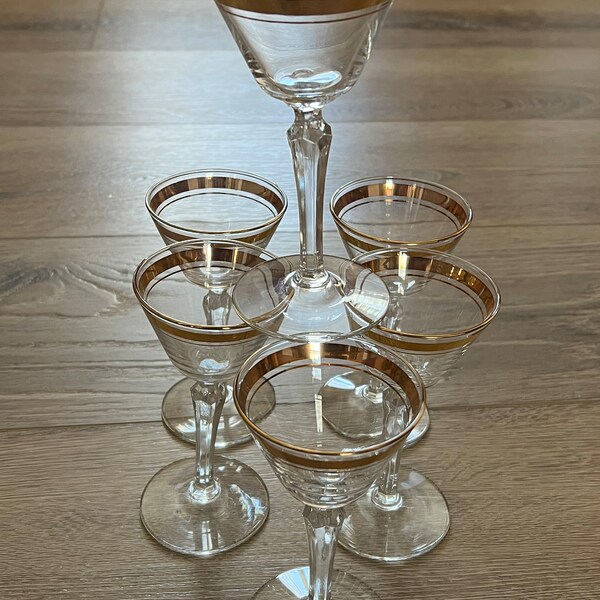 Gold Rim Drinking Glasses Etsy