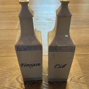 Vintage Vinegar And Oil Ceramic Cruet Set, Cottage Decor, Farmhouse Decor, Cruet Set