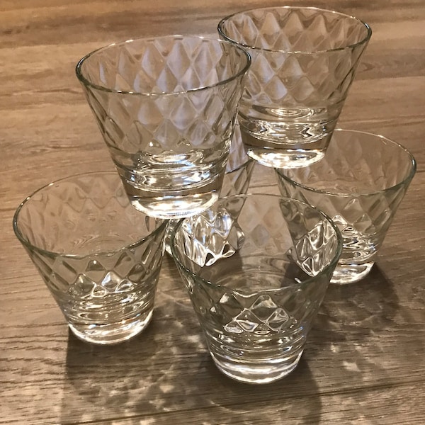Copas bajas con diseño de diamantes vintage - Juego de 6 MCM Barware