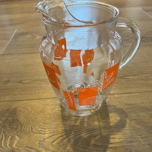 Vintage Mid Century Modern Leaf and Orange Pitcher