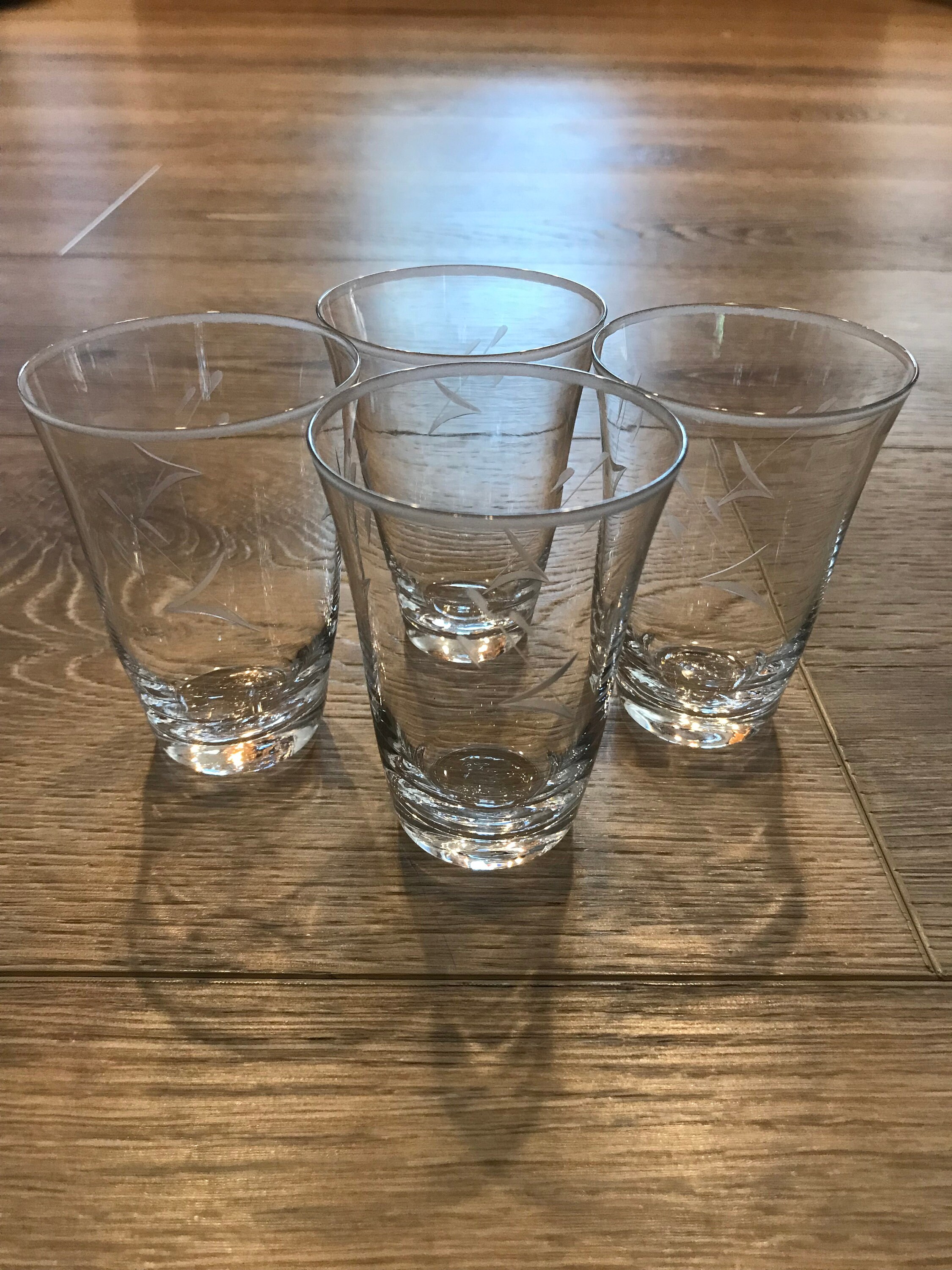 Vintage Frosted Leaves Drink Glasses - Set of 4, Barware - Etsy