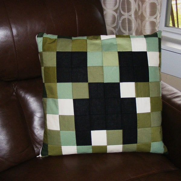 Oh my! Creeper Quilted 18 inch Pillow Cover Minecraft
