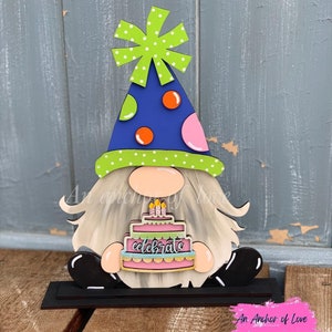 Birthday Standing Gnome -Birthday Gnome-Birthday Sign-Celebration Gnome-Standing gnome