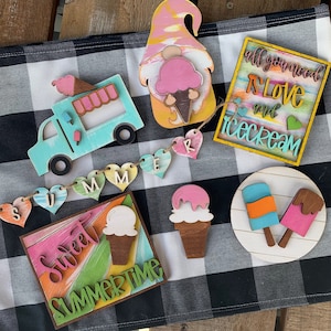 Ice cream themed tiered tray decor