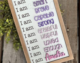 Personalized Affirmation Sign: Kids Room Decor, Name Sign