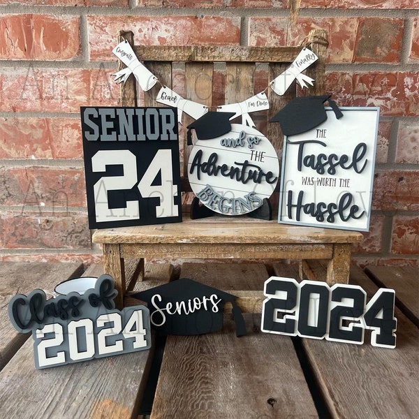 Class of 2024 graduation tiered tray set-customized with your class colors-individual pieces, full set available